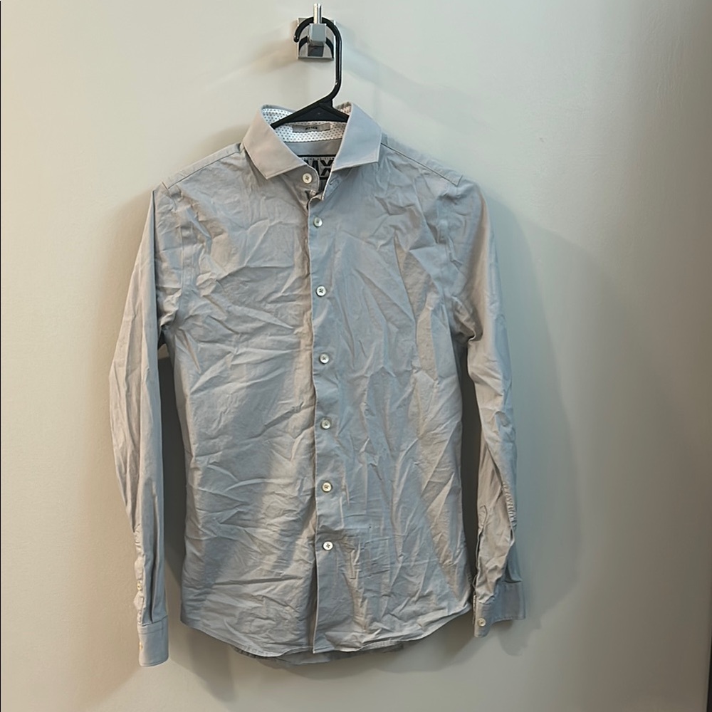 Express Gray Dress Shirt Formal Cotton Blend